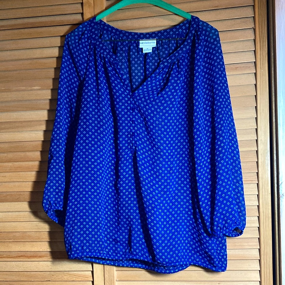Sheer Royal Blue Liz Claiborne Blouse